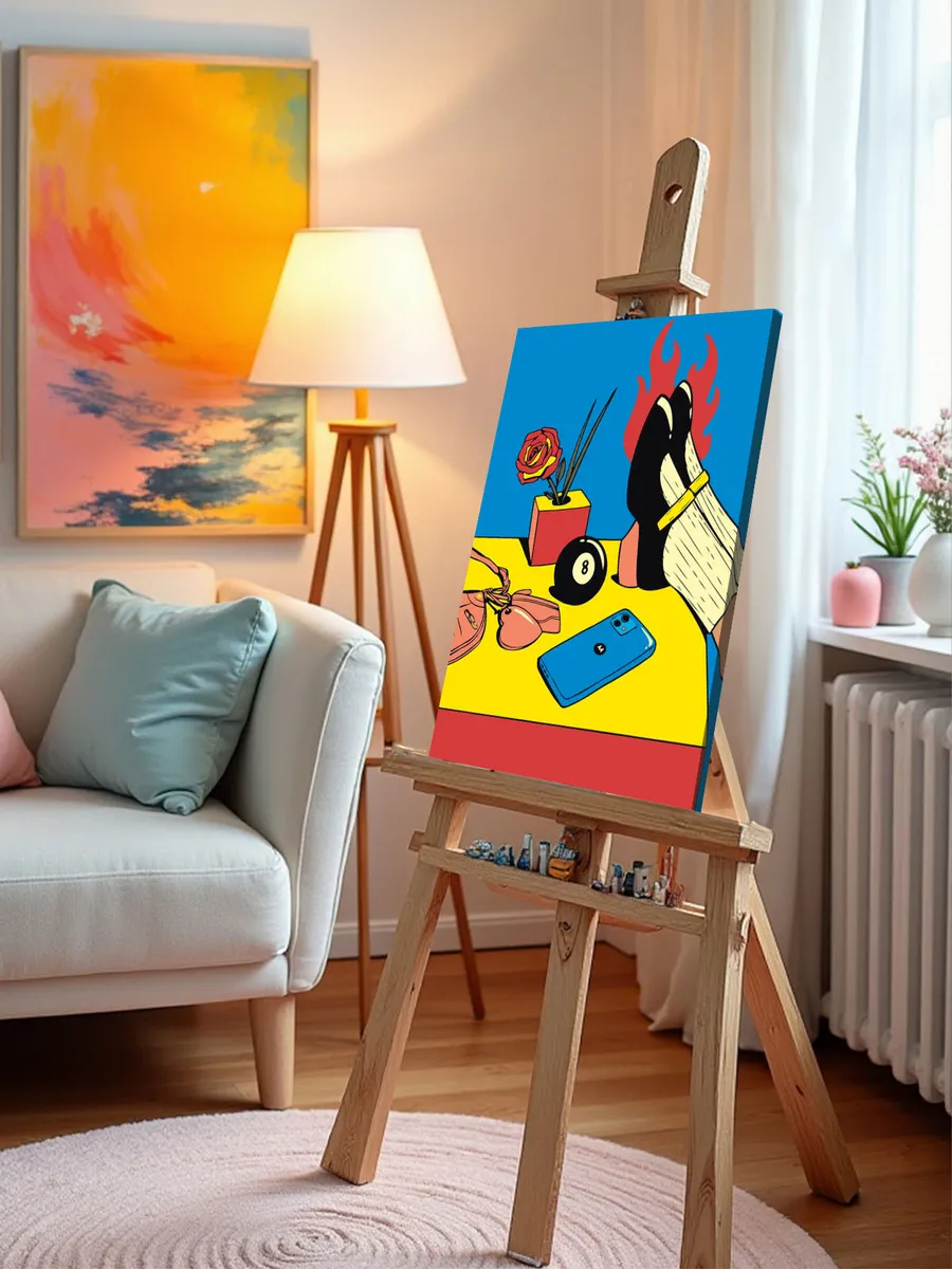 Картина по номерам «Современный натюрморт с розой и телефоном» — картинка 9