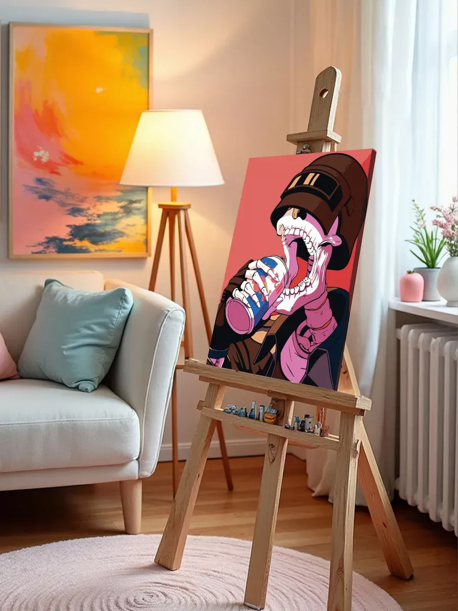 Картина по номерам «Игра аниме ПАБГ PUBG: скелет в шлеме» — картинка 9