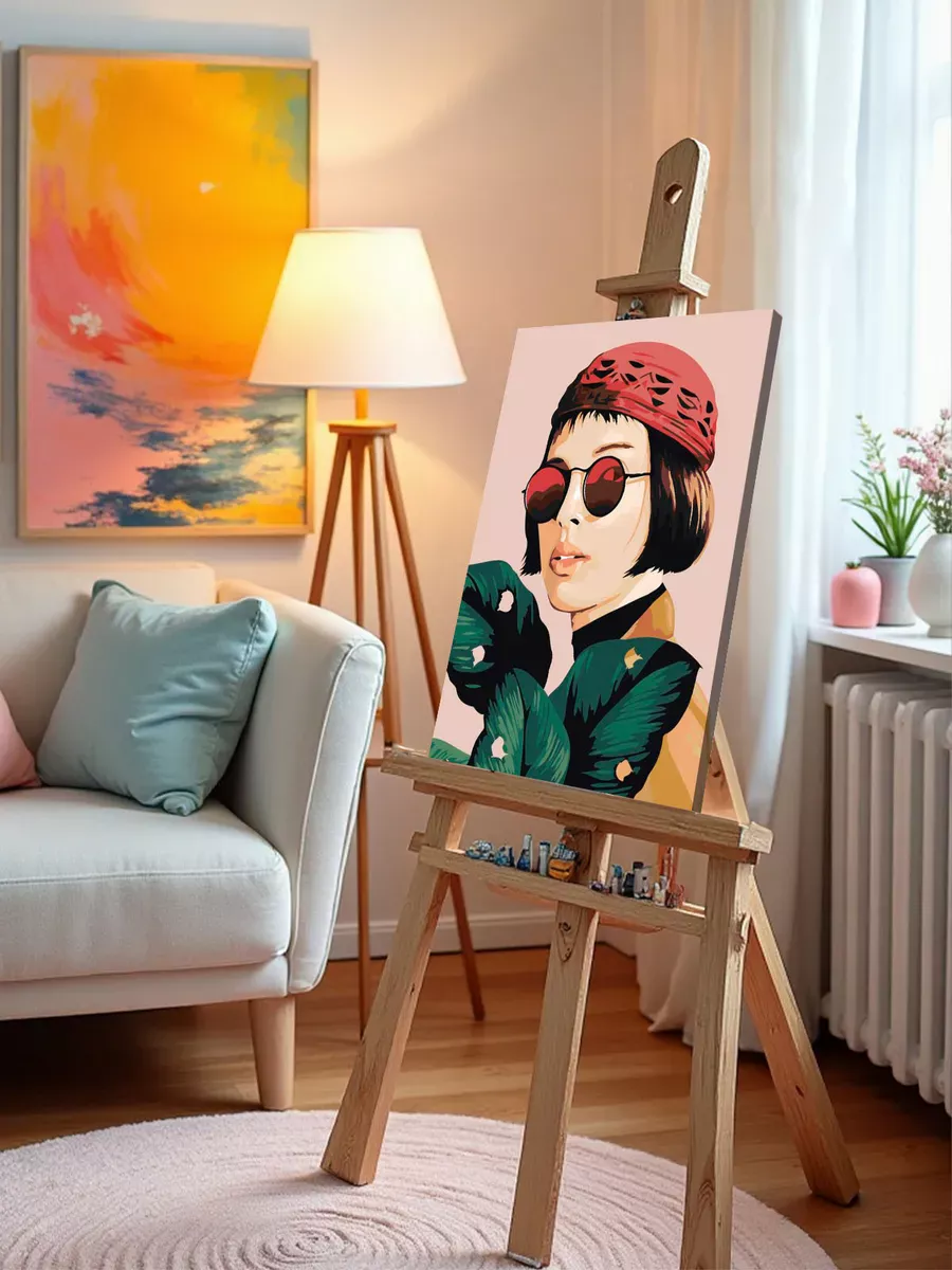 Картина по номерам «Матильда из фильма Леон, арт с листьями» — картинка 9