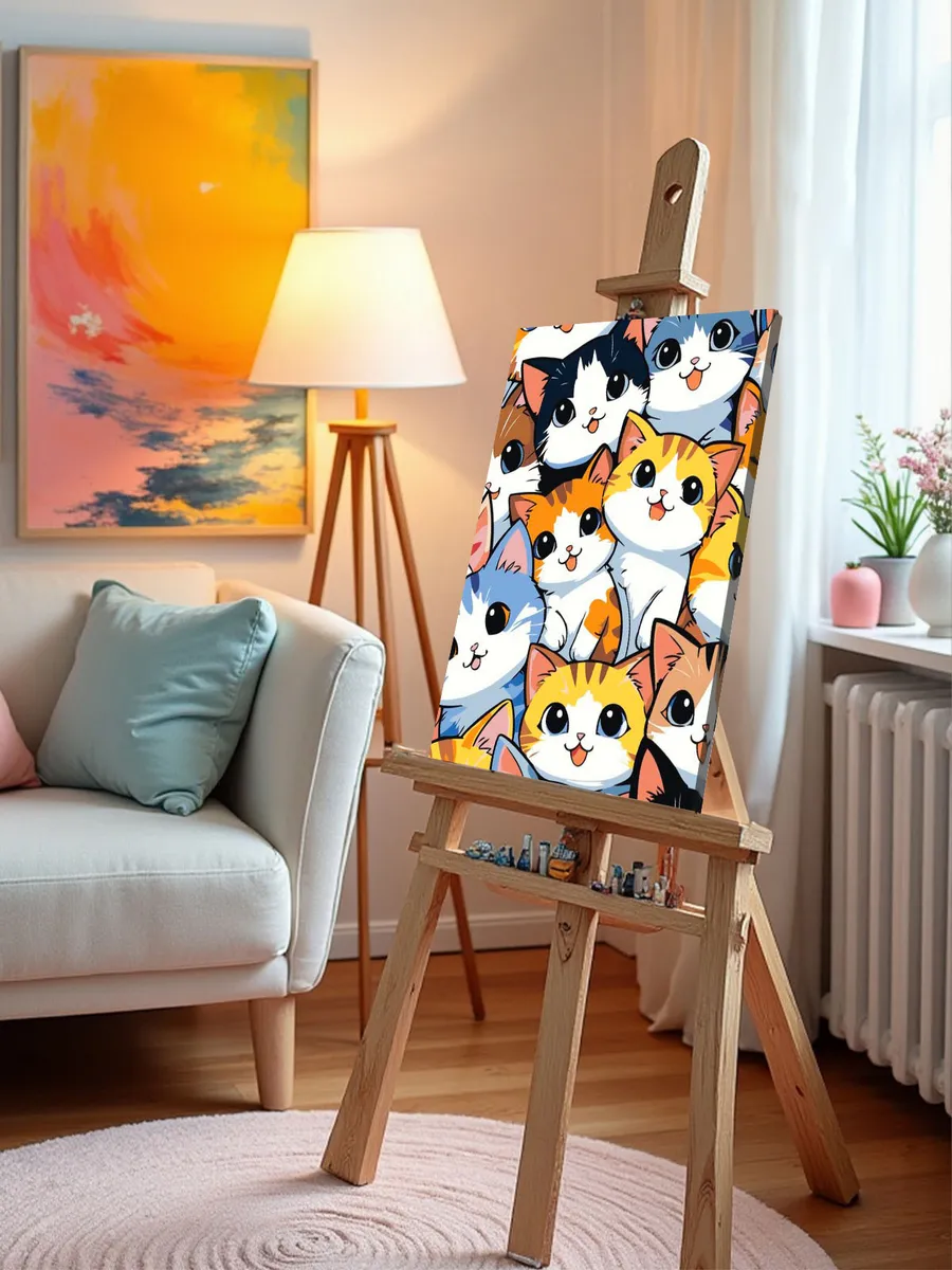 Картина по номерам «Коты и кошки: котята в стиле аниме» — картинка 9