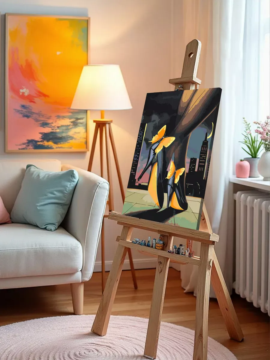 Картина по номерам «Бабочки на туфлях, винтаж ретро арт» — картинка 9