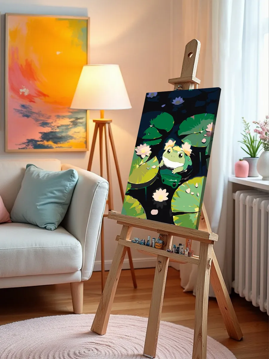 Картина по номерам «Милая жаба в пруду с кувшинками, аниме» — картинка 9