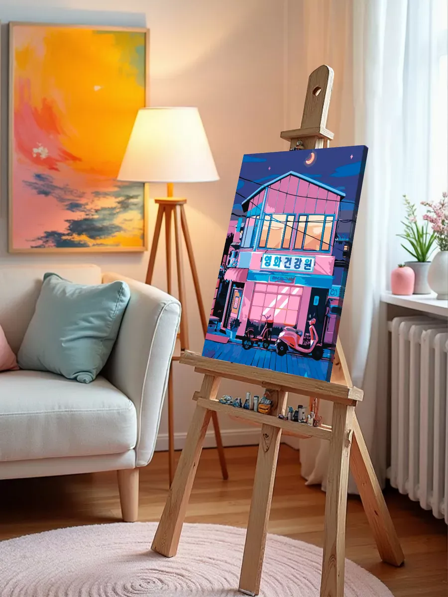 Картина по номерам «Ночная Япония в стиле ретровейв, неон» — картинка 9