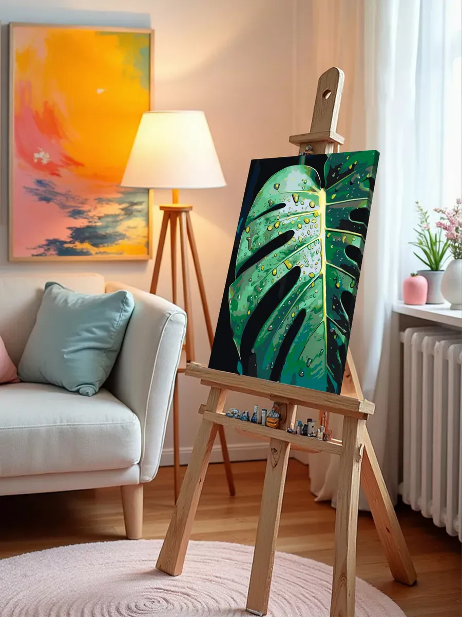 Картина по номерам «Цветы и растения: монстера с каплями» — картинка 9