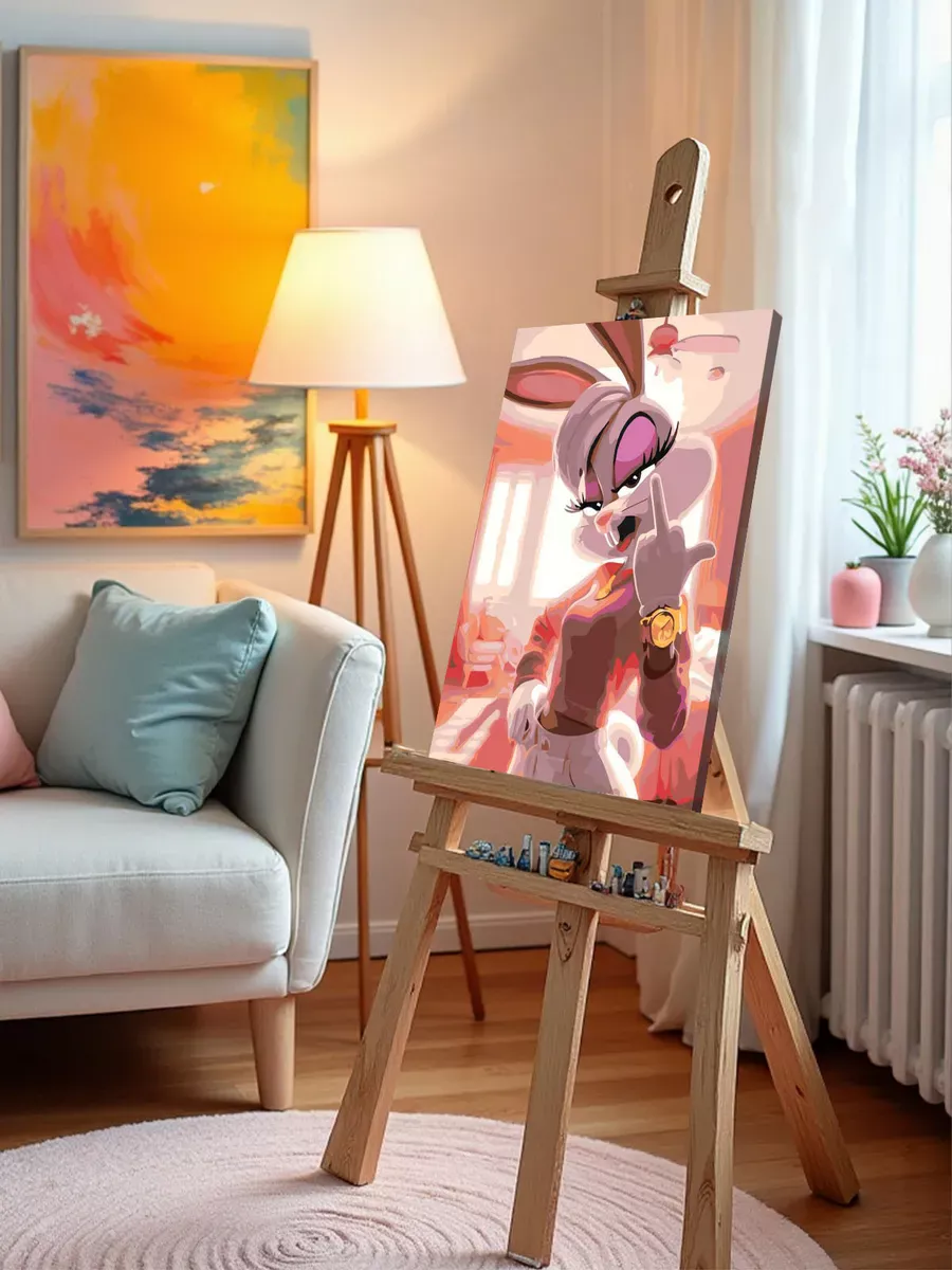 Картина по номерам «Кролик Лола Банни в розовом, гламур» — картинка 9