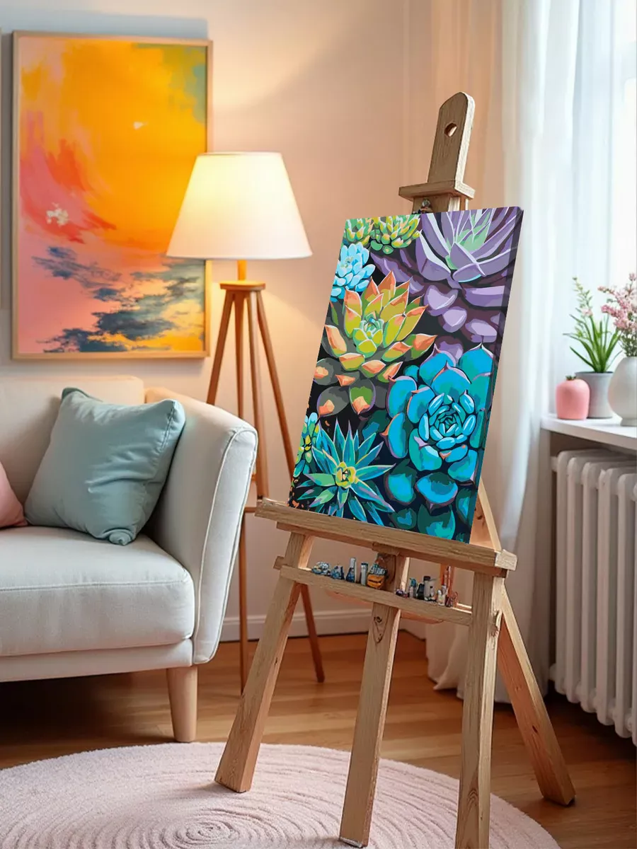 Картина по номерам «Цветы и растения: разноцветные суккуленты» — картинка 9