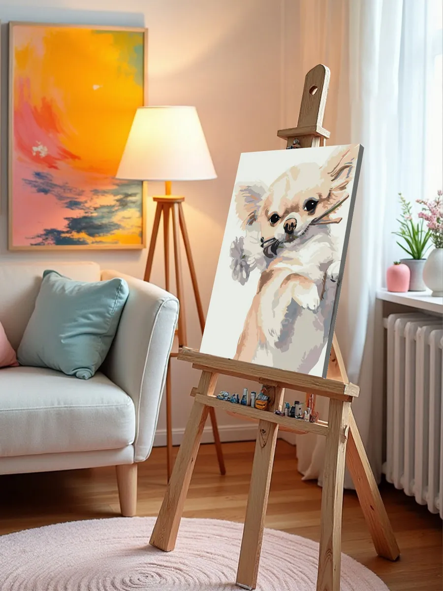 Картина по номерам «Собаки: смешная чихуахуа с цветами» — картинка 9