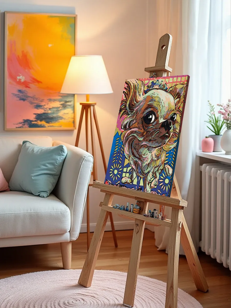 Картина по номерам «Собаки: длинношерстная чихуахуа арт» — картинка 9