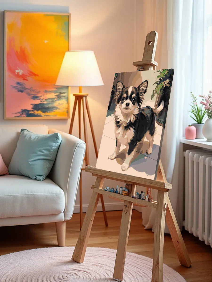 Картина по номерам «Собаки: милая длинношерстная чихуахуа» — картинка 9