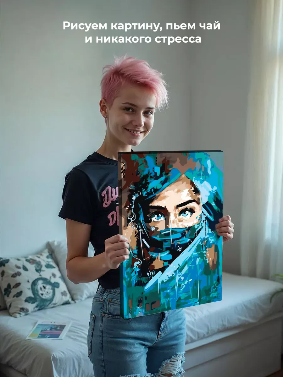 Картина по номерам «Медицина: девушка медсестра в маске» — картинка 7