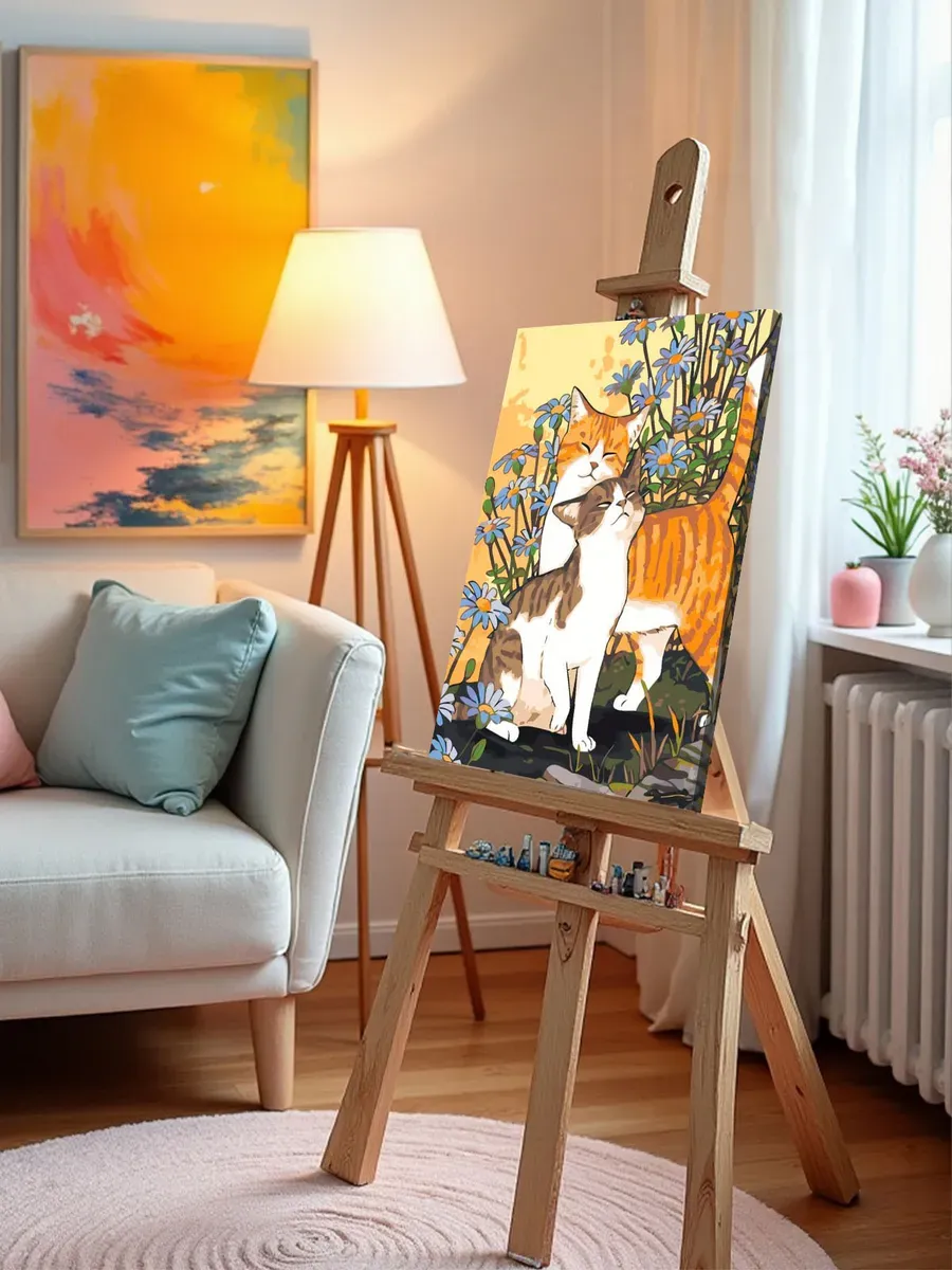 Картина по номерам «Коты и кошки: влюбленные котики, весна» — картинка 10