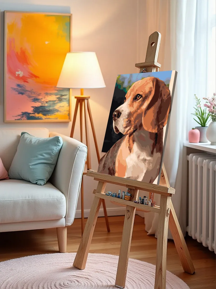 Картина по номерам «Собаки: милый бигль, домашние животные» — картинка 9