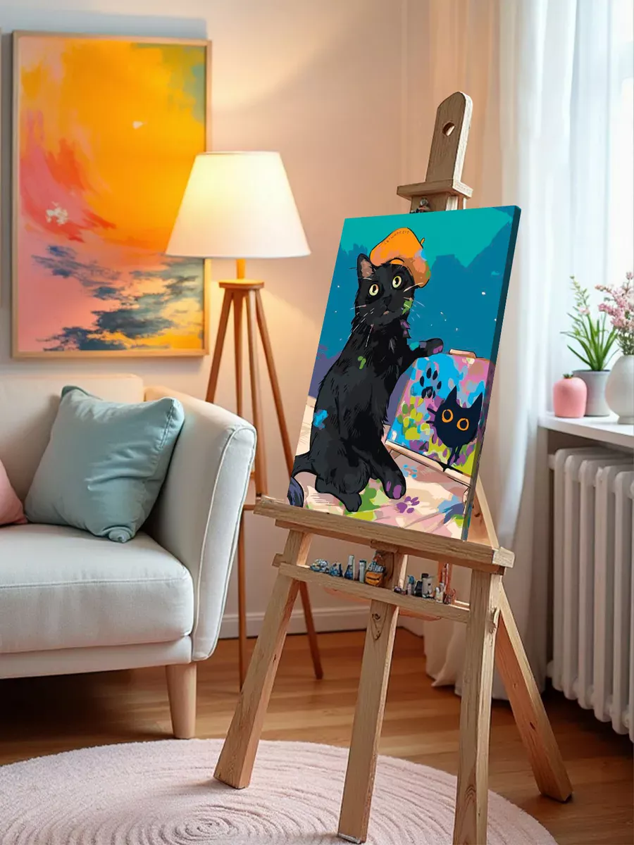 Картина по номерам «Коты и кошки: художник котик, автопортрет» — картинка 9