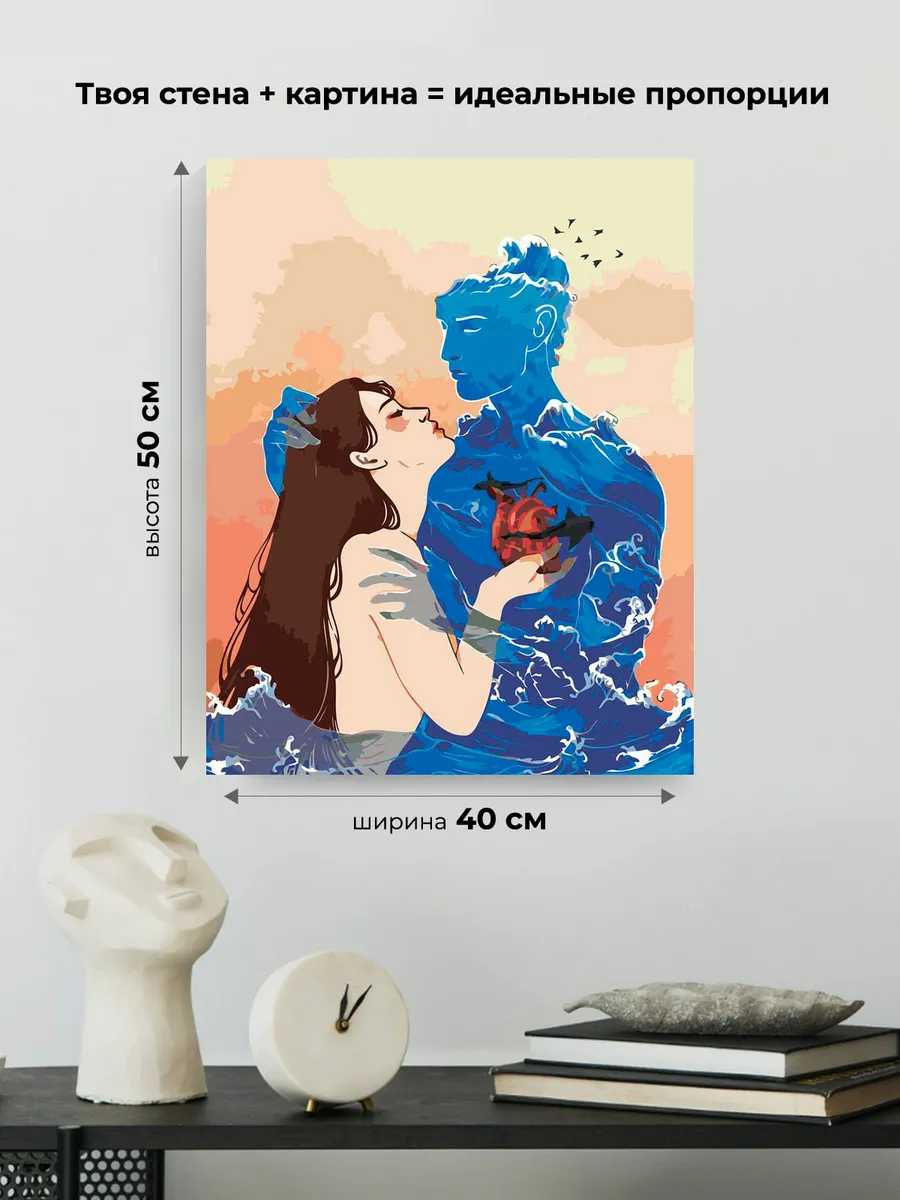 Картина по номерам «Любовь: девушка и море, романтика арт» — картинка 3