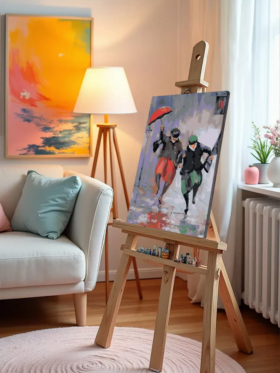 Картина по номерам «Счастливая старость: бабушки под дождем» — картинка 10