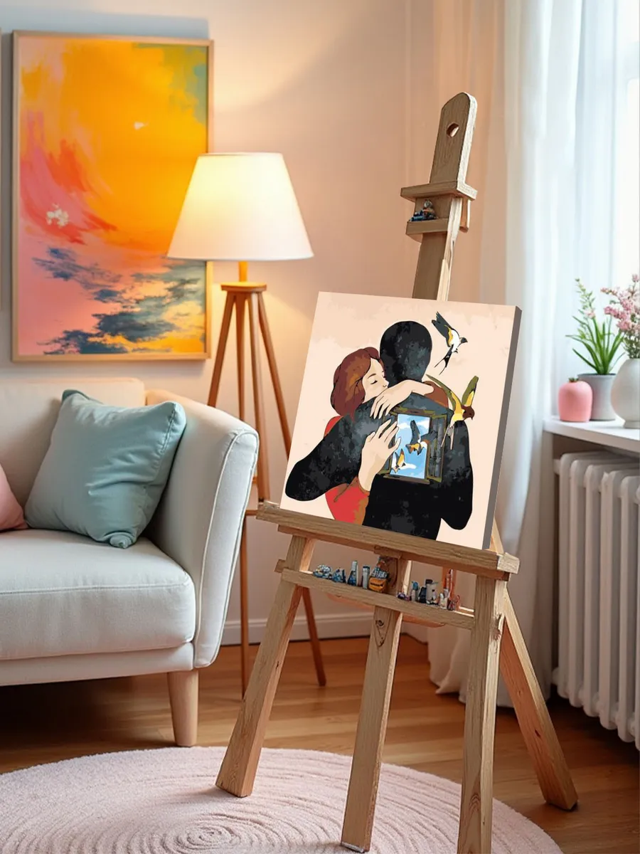 Картина по номерам «Любовь: влюбленная пара, романтика, птицы» — картинка 9