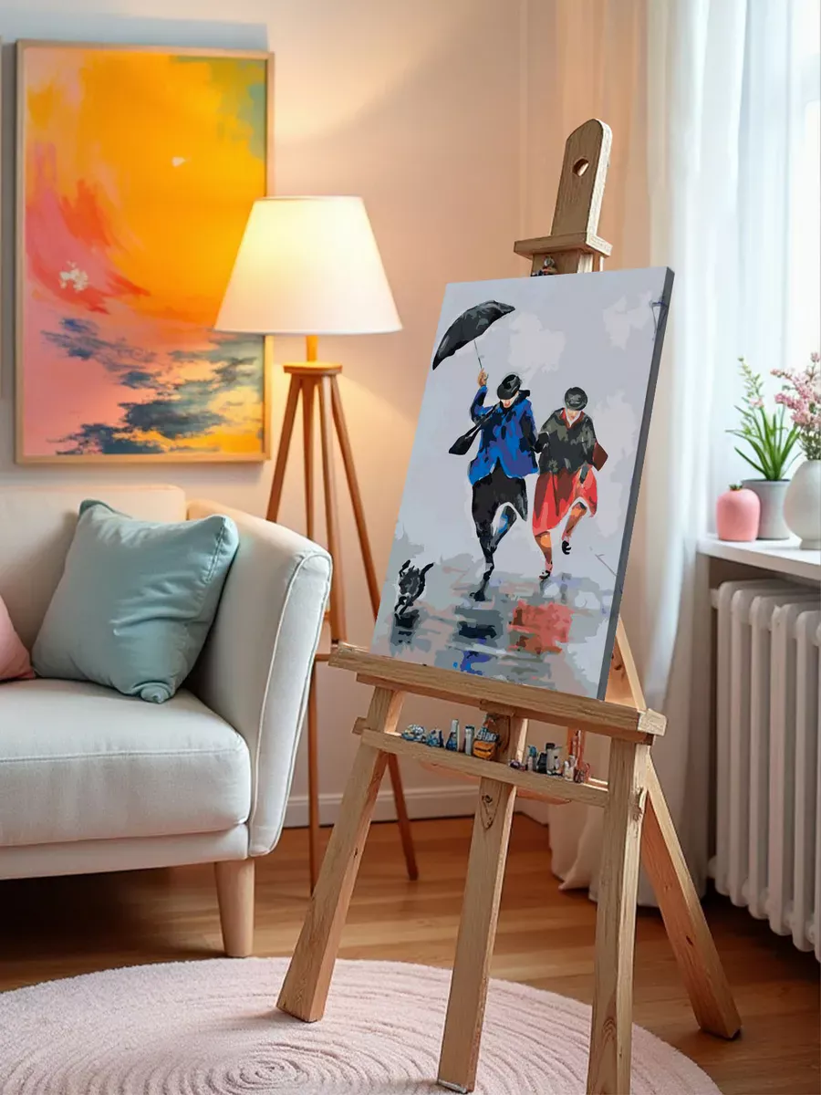 Картина по номерам «Счастливая старость: бабушки под дождем» — картинка 10