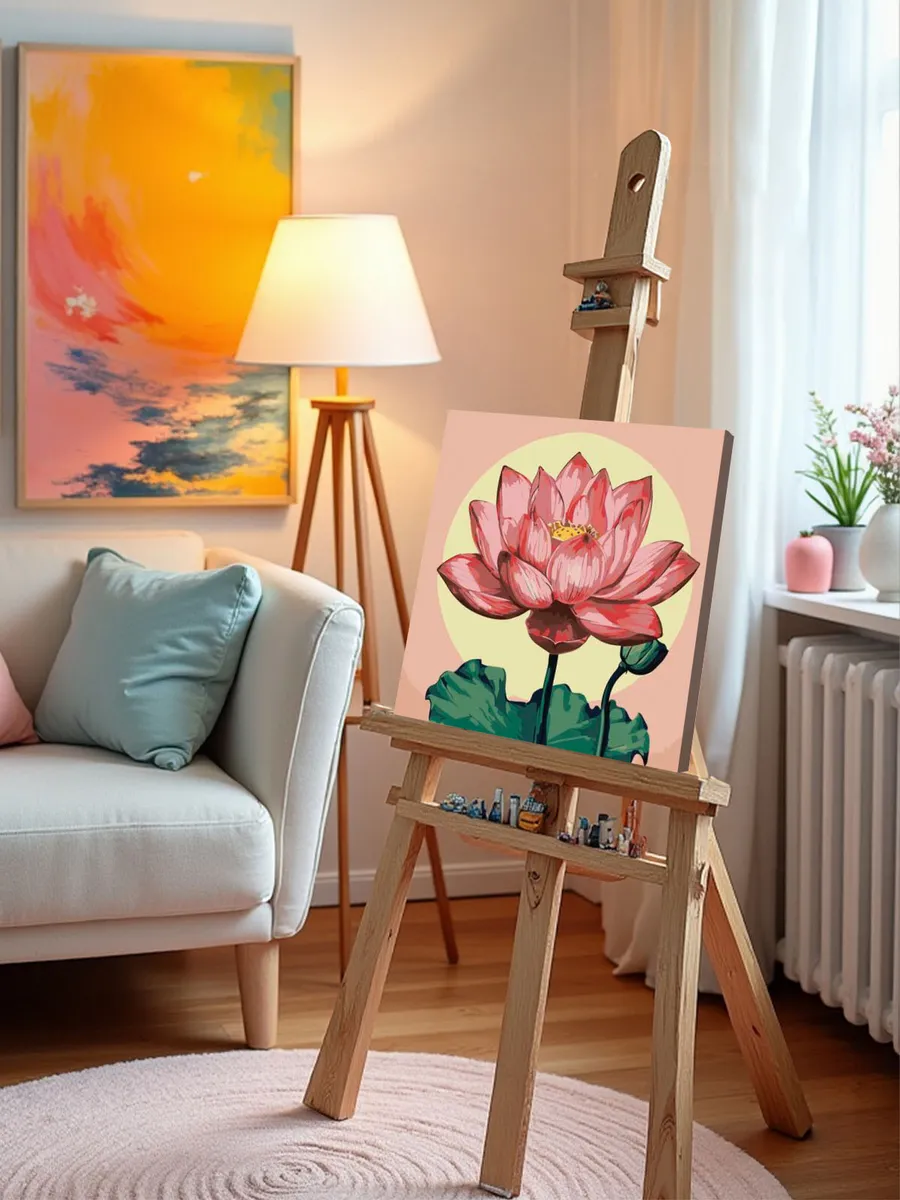 Картина по номерам «Религия буддизм: цветок лотоса розовый» — картинка 9