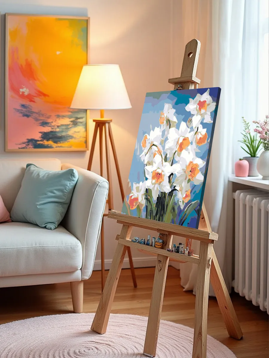 Картина по номерам «Цветы: нежные нарциссы, весна» — картинка 9