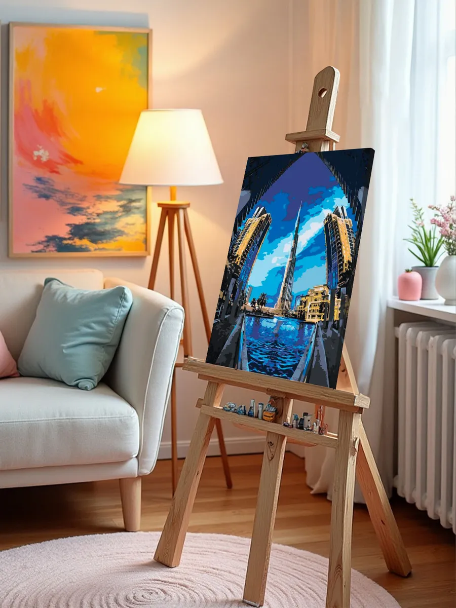 Картина по номерам «Дубай, ОАЭ, Эмираты: башня Бурдж-Халифа» — картинка 9