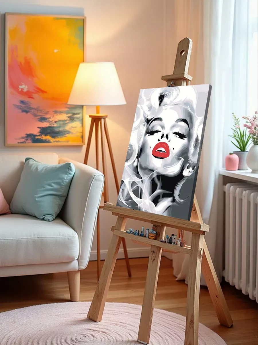 Картина по номерам «Мерлин (Мерилин) Монро: чб портрет» — картинка 9