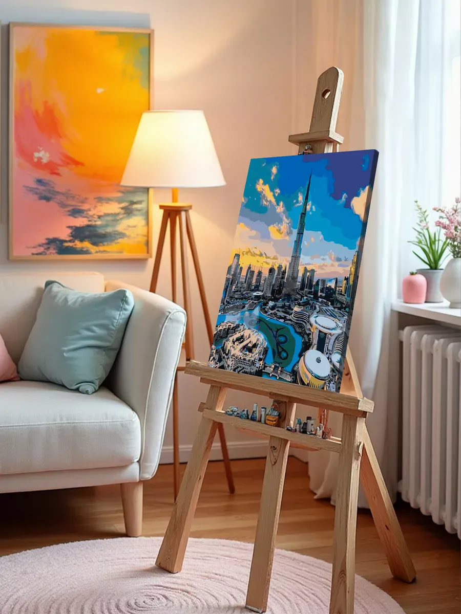 Картина по номерам «Дубай, ОАЭ, Эмираты: башня Бурдж-Халифа» — картинка 9