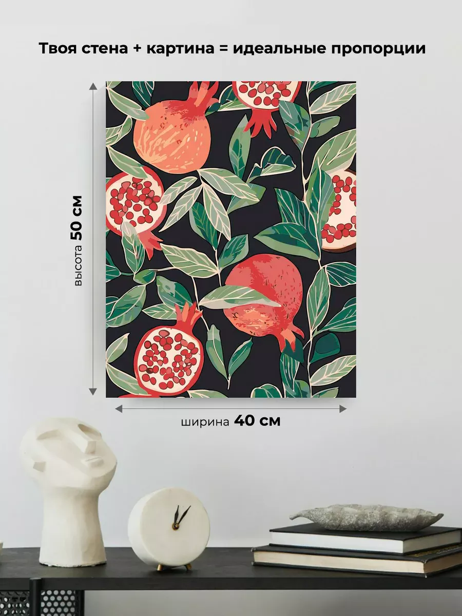 Картина по номерам «Красные гранаты арт, иллюстрация» — картинка 3