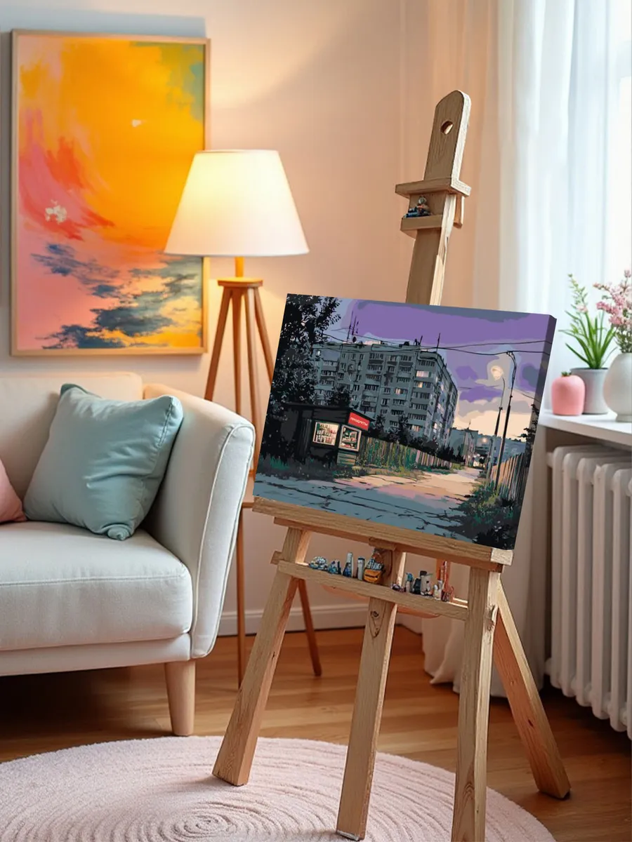 Картина по номерам «Панельки родные: магазин на окраине» — картинка 9