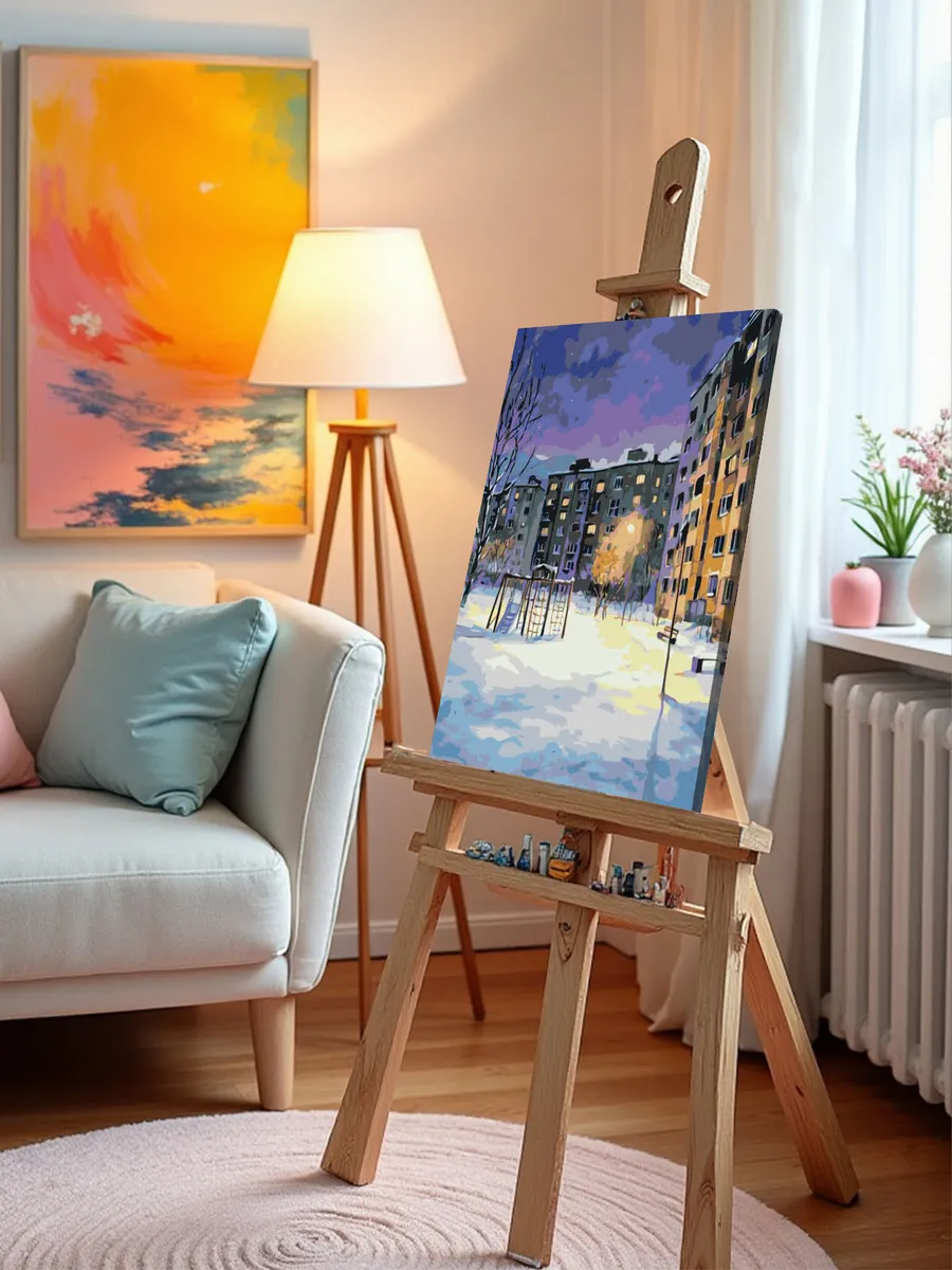 Картина по номерам «Панельки родные: зима в городе, ночь» — картинка 9