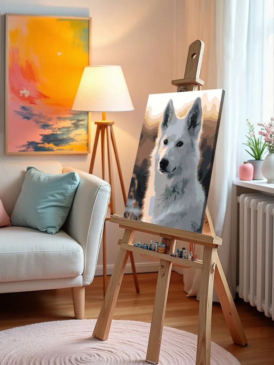 Картина по номерам «Собаки: белая швейцарская овчарка» — картинка 9