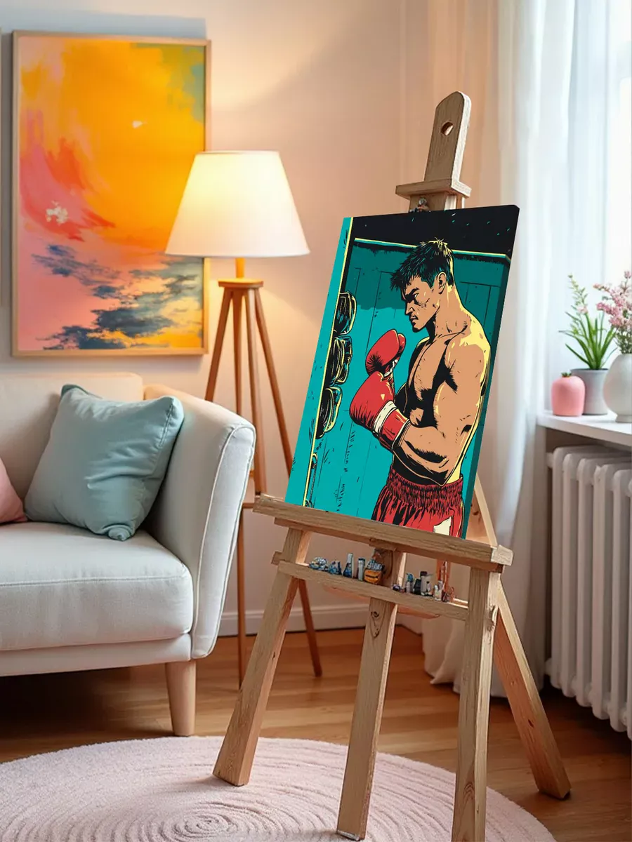 Картина по номерам «Спорт бокс: тренировка боксера арт» — картинка 10