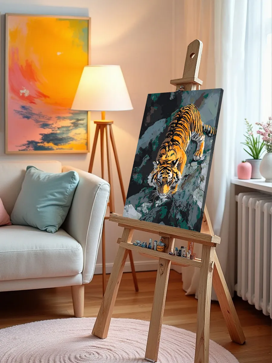 Картина по номерам «Животные: тигр в горах, природа» — картинка 9