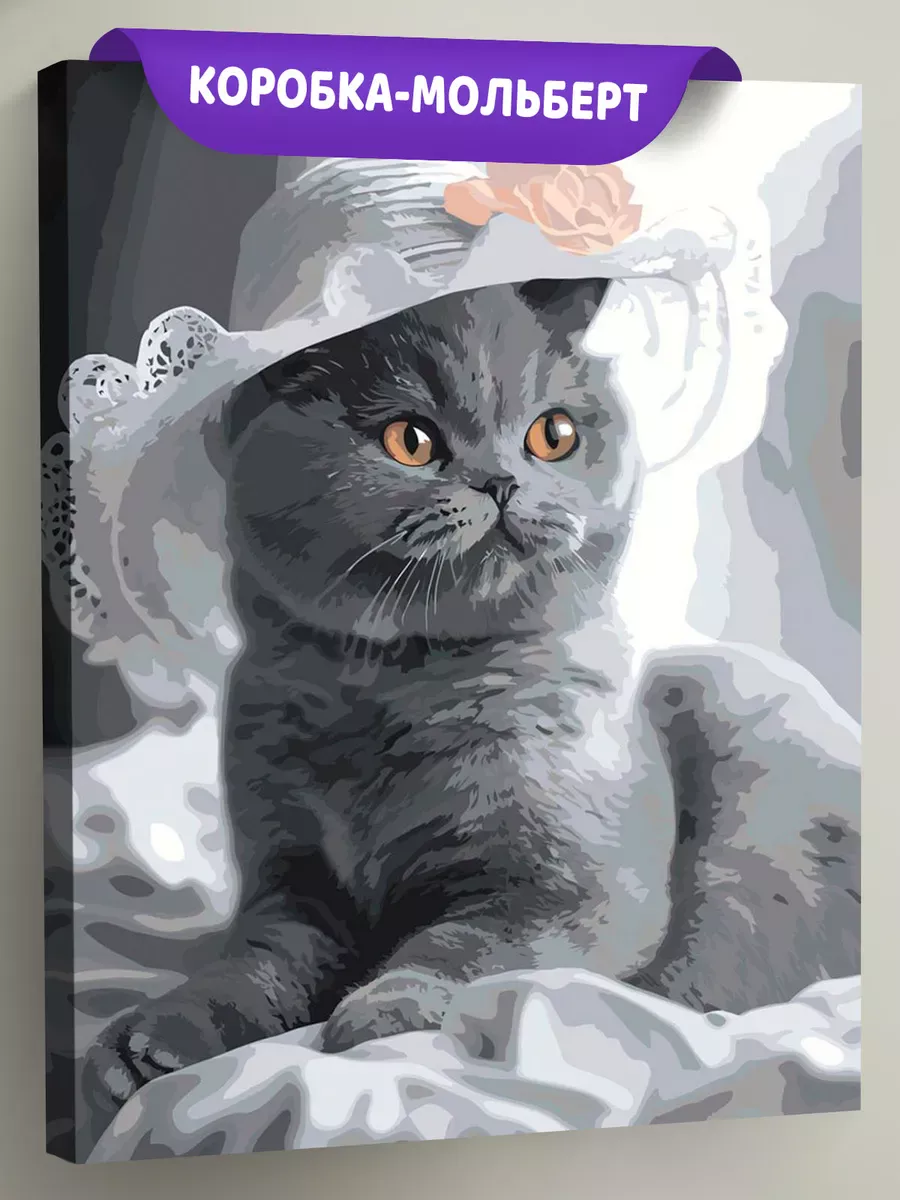 Картина по номерам «Кошки: серый британец, британский котенок»