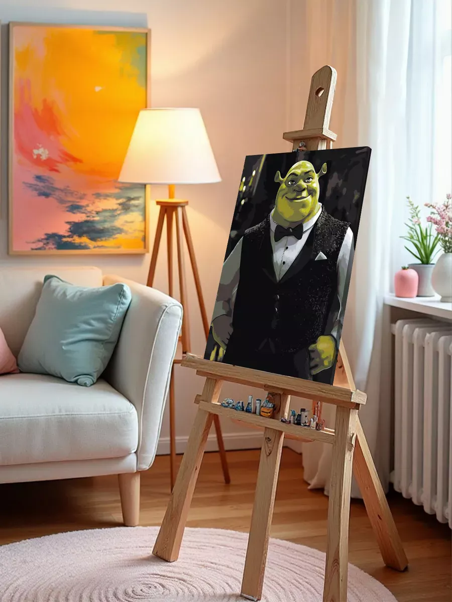 Картина по номерам «Богатый Шрек в костюме с бабочкой, арт» — картинка 9