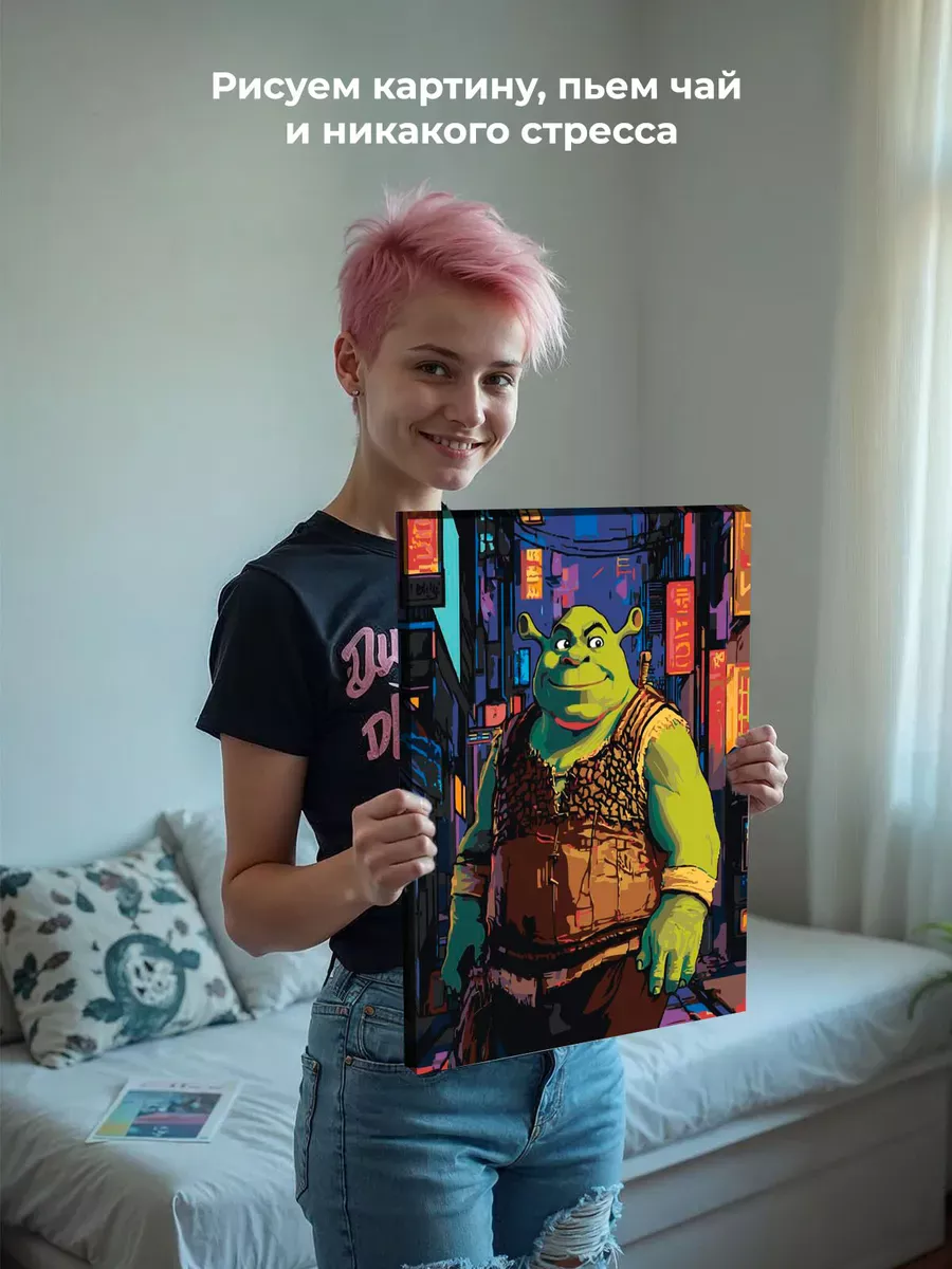 Картина по номерам «Шрек в Токио в свете неона, Япония» — картинка 7