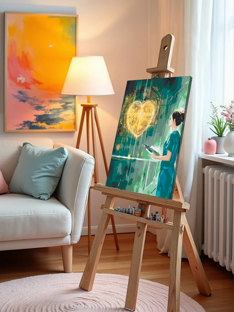 Картина по номерам «Медицина: девушка врач и сердце арт» — картинка 9