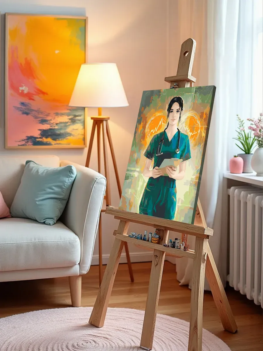 Картина по номерам «Медицина: девушка врач и сердце арт» — картинка 9