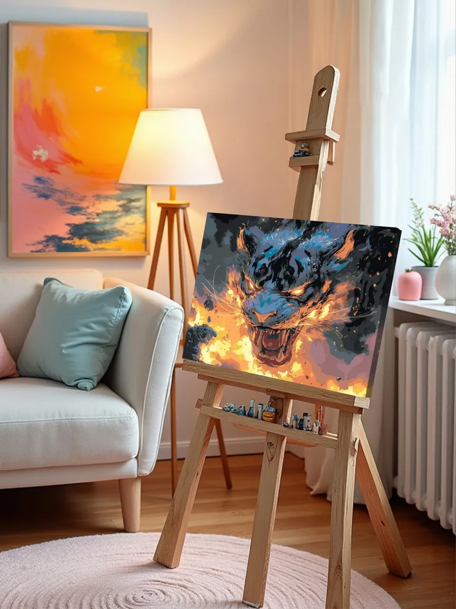 Картина по номерам «Животные: волшебный тигр в стиле аниме» — картинка 9