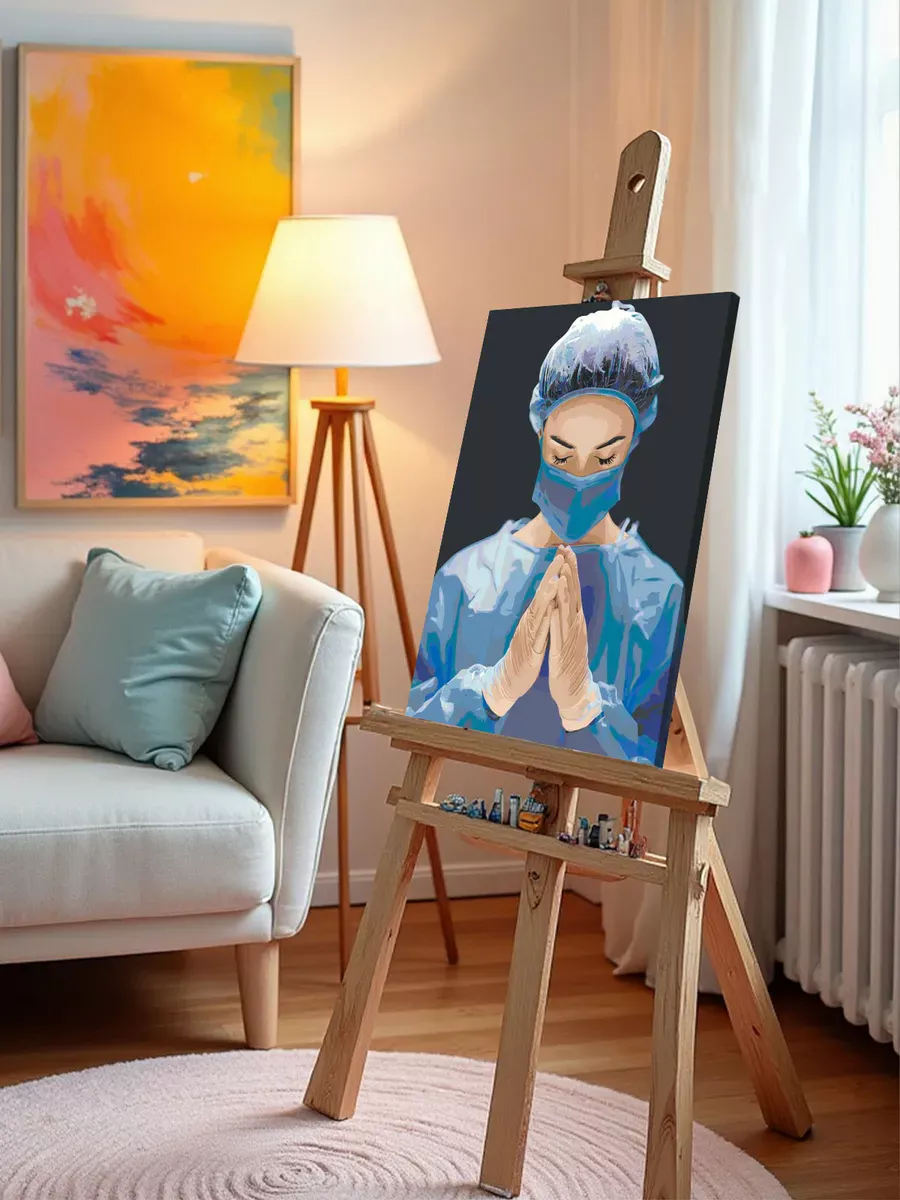 Картина по номерам «Медицина: девушка врач в больнице» — картинка 9