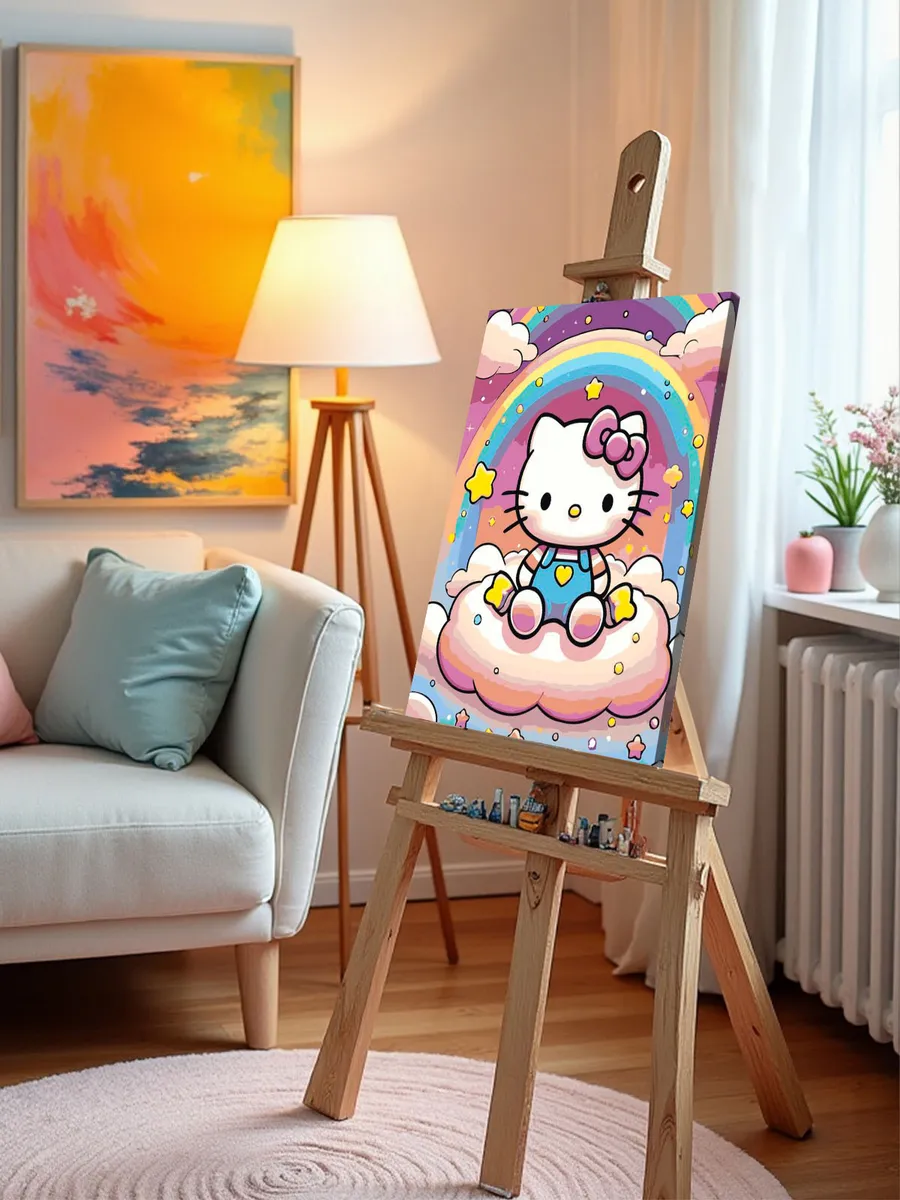 Картина по номерам «Хеллоу Китти Hello Kitty: радуга и звезды» — картинка 10