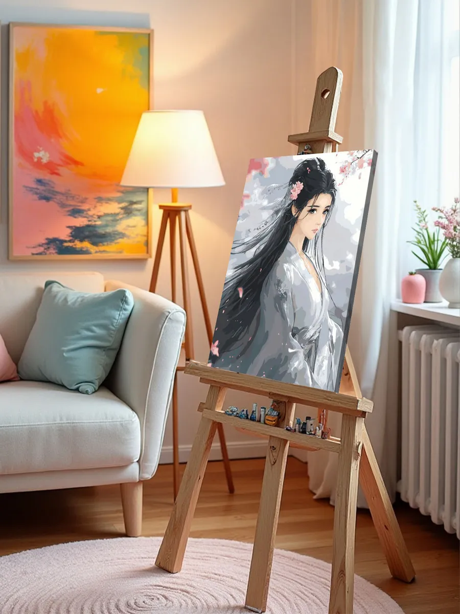 Картина по номерам «Весна: девушка с стиле манга и сакура» — картинка 9