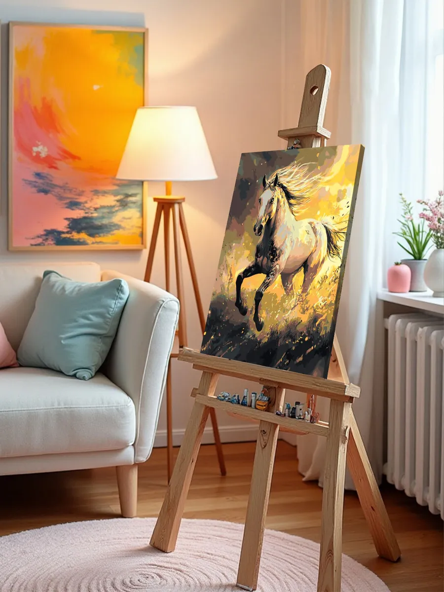 Картина по номерам «Животные: конь в реке, солнце, лошадь» — картинка 9