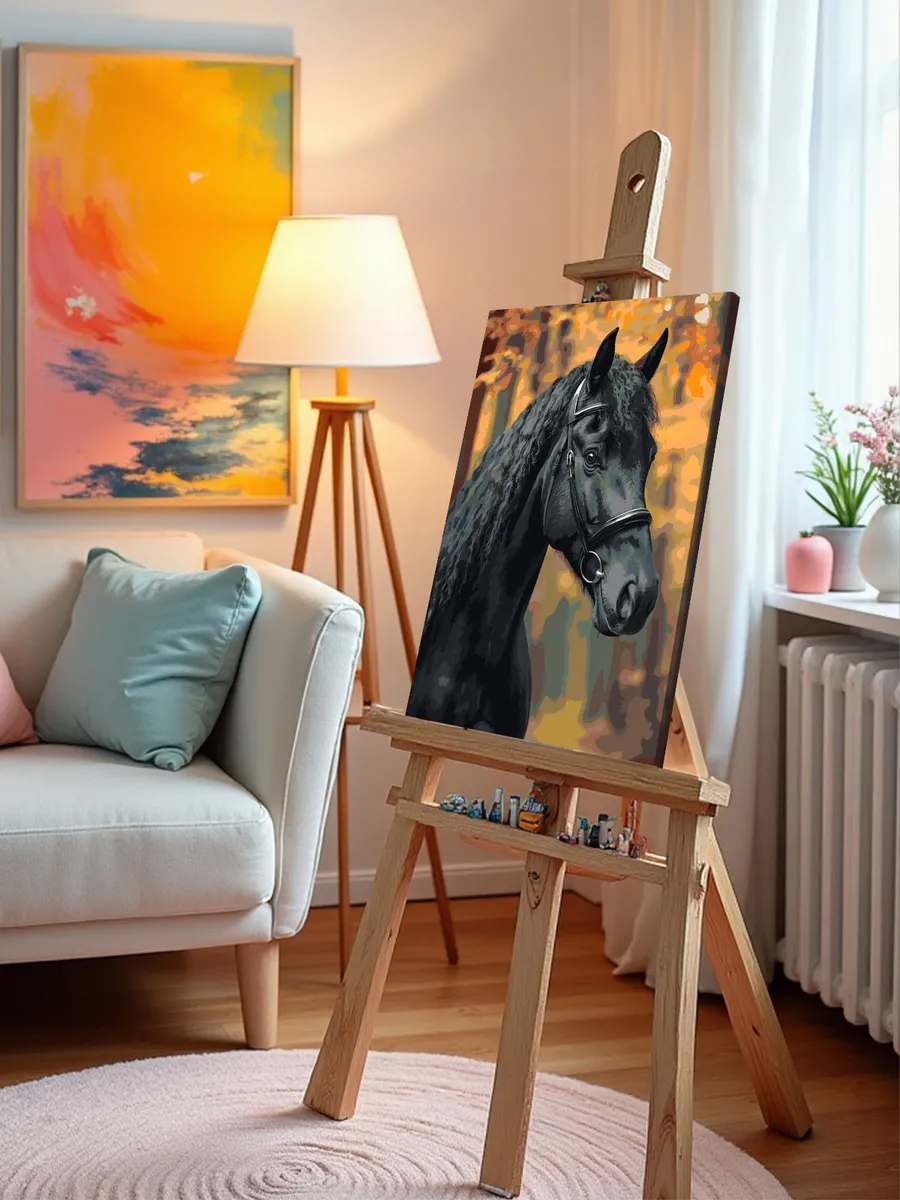 Картина по номерам «Животные: лошадь и лес осенью, портрет» — картинка 9