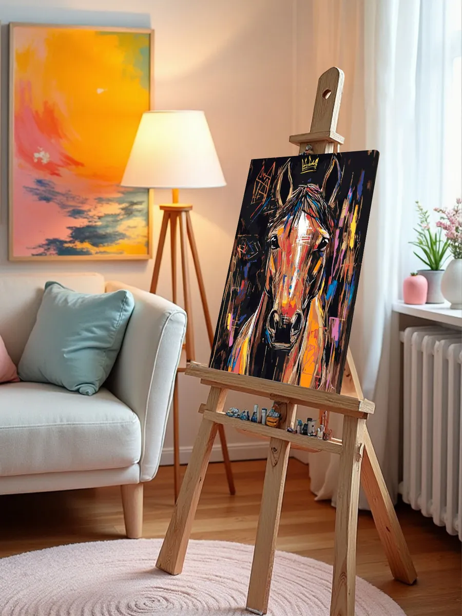 Картина по номерам «Животные: лошадь и корона, граффити арт» — картинка 9