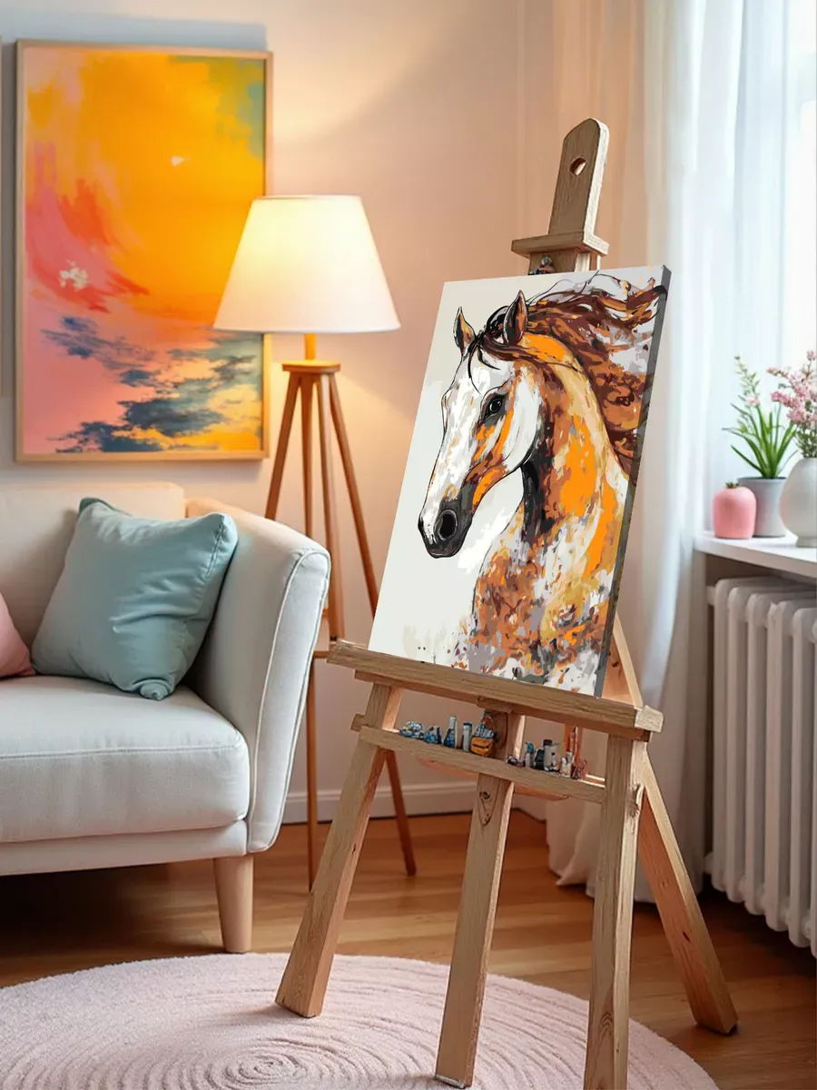 Картина по номерам «Животные: яркая лошадь, живопись арт» — картинка 9