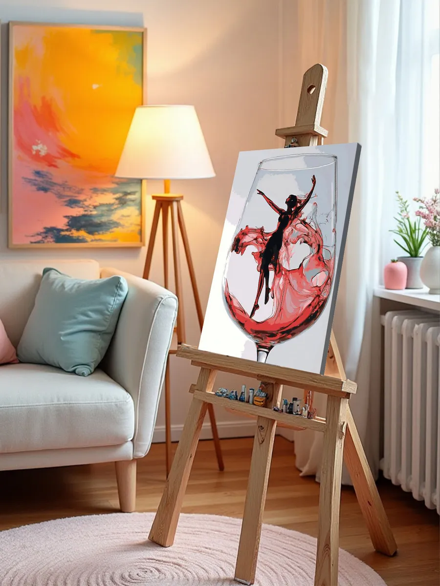 Картина по номерам «Красное вино и девушка в бокале, арт» — картинка 10