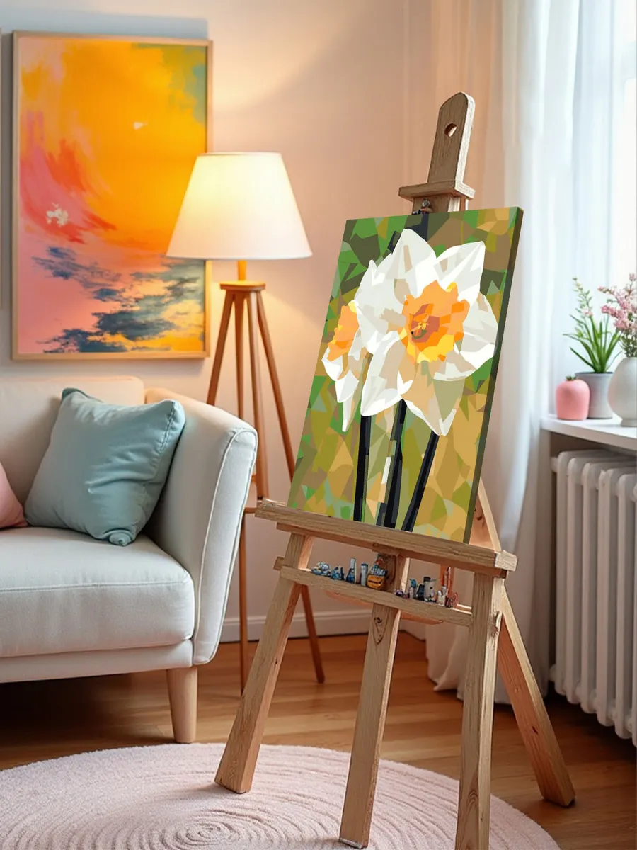 Картина по номерам «Цветы: нежные нарциссы арт, весна» — картинка 9