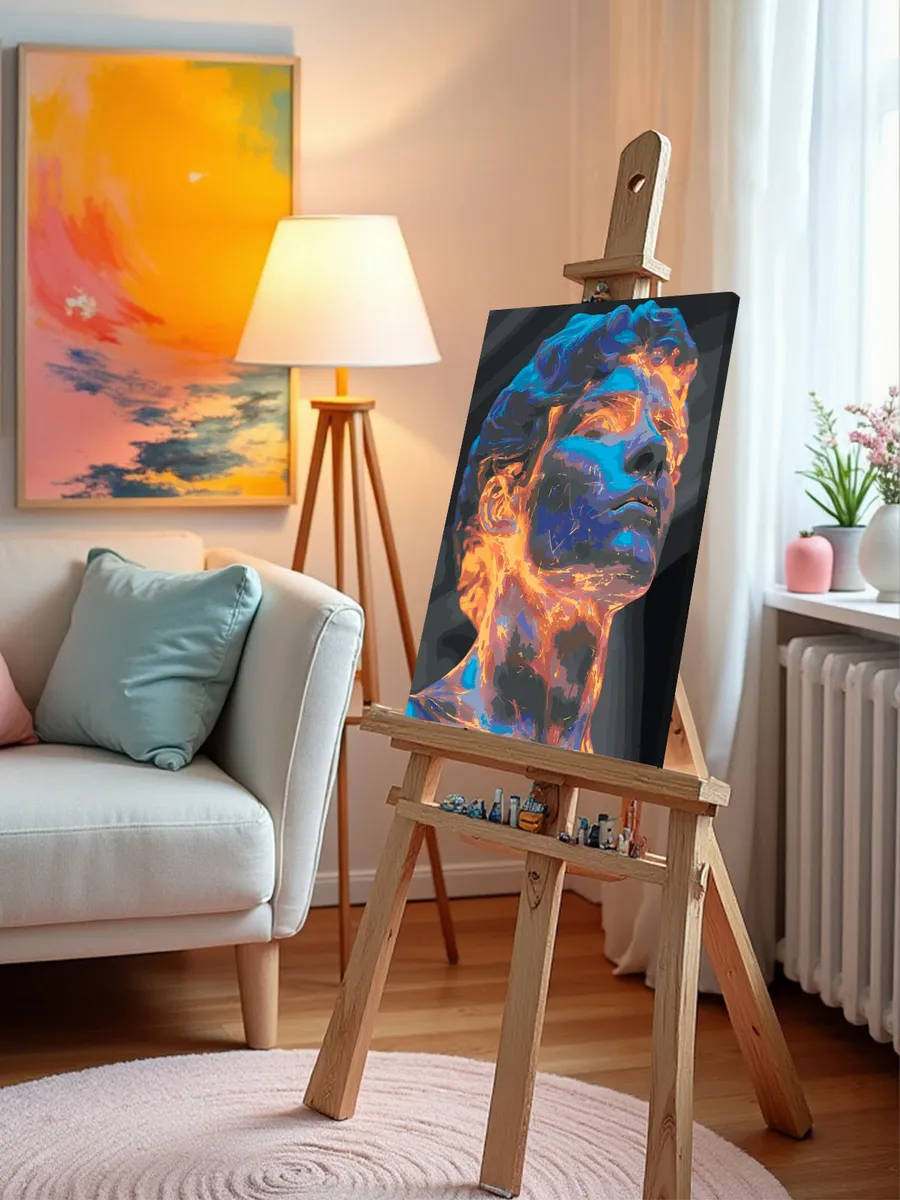 Картина по номерам «Античность: статуя давида арт, киберпанк» — картинка 9