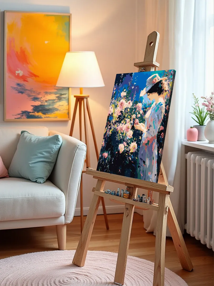 Картина по номерам «Цветы: кустовые розы и девушка, Моне» — картинка 9