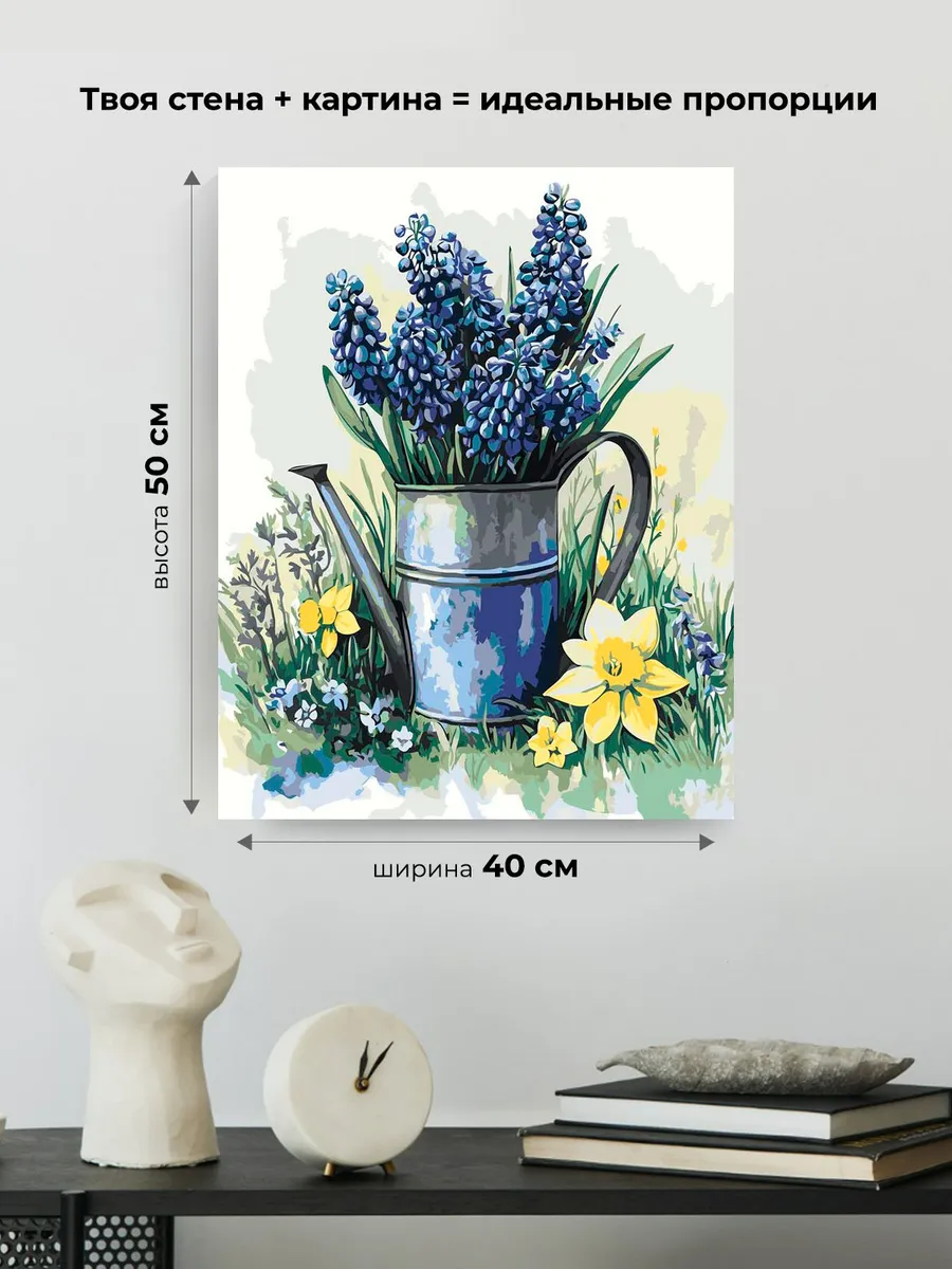 Картина по номерам «Цветы: нарциссы и мускари, весна» — картинка 3